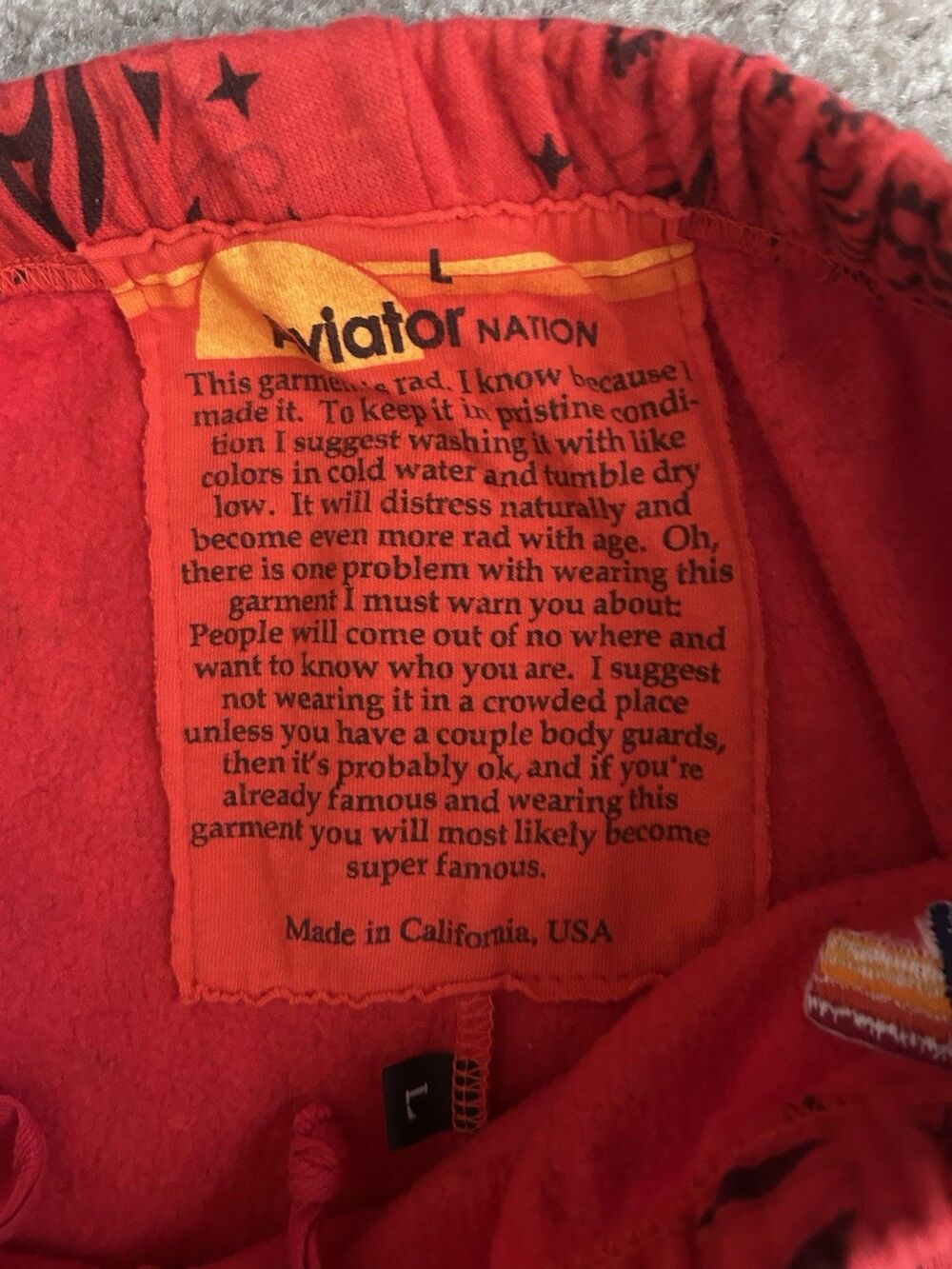 Aviator Nation Red Paisley Bandana LOVER Hoodie & Jogger Pants Sweatsuit Set M/L - Picture 9 of 9